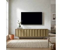 TV-meubel Travis Taupe/Groen - Modern Design - 4 deuren - Greeploos