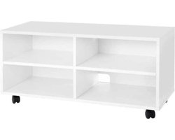 TV-meubel - TrendyLiving - 4 vakken - wielen - wit
