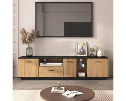 TV Meubel - TV Dressoir - TV Kast - Modern - Bruin - Tv Meubel Hout - TV Kastje - TV-Kasten - TV Standaard - 3 Deurs - Led - 180x40x45cm