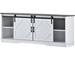 TV-meubel TV-kast Dressoir Verstelbare planken Woonkamerkast Wit Bruin