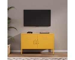 TV Meubel - TV Kast Dressoir - Woonkamer Opbergen - Verstelbare Legplanken - 100x40x65 cm - Geel