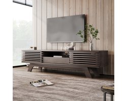 TV-meubel TV-kast lowboard met 1 lade en 2 deuren, vintage houtkleur, uniek design, extra opbergruimte