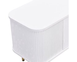 Tv-Meubel – Tv-Kast – Media Meubels – Meubel Voor Televisie – Tv-Standaard – Wit Met Gouden Accenten – Afgeronde Hoeken en Golvende Zijkanten – Ruime Opbergruimte en Compact Design