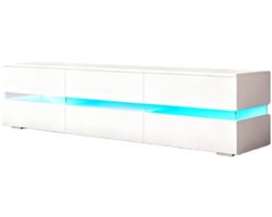 TV-meubel TV-Kast met blauw LED 177x39x47 cm UV Hoogglans Acryl Wit Woonkamer Opbergen modern stijlvol