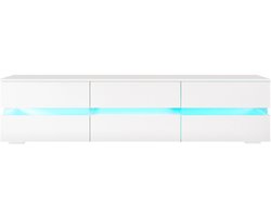 TV-meubel TV-Kast met blauw LED UV Hoogglans Acryl Wit Woonkamer Opbergen modern stijlvol 177x39x47 cm