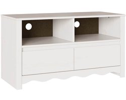 Tv-meubel | TV Kast met lade Drammen Wit 99 x 43 x 55 cm Massief grenenhout