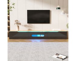 tv meubel – tv kast – televisie meubel – media meubel – tv dressoir – Zwart Wit – 180 cm Lang – Hoogglans Afwerking – Wandmontage