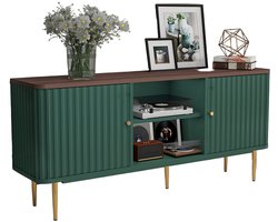 tv meubel – tv kast – televisie meubel – tv tafel – mediameubel – modern design – 139,7 cm breed – MDF hout – veel opbergruimte – 2 deuren en open planken