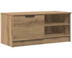 Tv-meubel | TV-kast | Televisiekast | Mediameubel 80x35x36,5 cm bewerkt hout artisanaal eikenkleur
