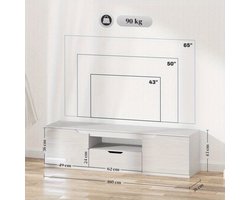 tv-meubel – tv-kast – televisiemeubel – media meubel – tv-dressoir – wit – 160 cm breed – stevig & met kabelmanagement