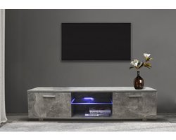 TV meubel TV kast Tenus met LED verlichting industrieel grijs beton design