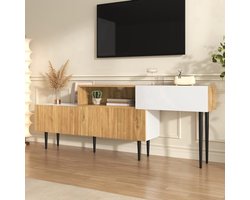 Tv-meubel – TV-kast – TV-dressoir – TV-meubels – TV-kasten – Modulair Twee-delig Ontwerp – Verstelbare Lengte – Zwarte Metalen Poten