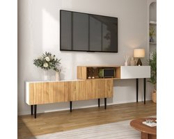 Tv-meubel – TV-kast – TV-dressoir – TV-meubels – TV-kasten – Modulair Twee-delig Ontwerp – Verstelbare Lengte – Zwarte Metalen Poten