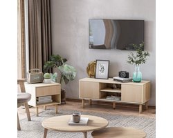 Tv Meubel – TV Kast – TV Dressoir – TV Stand – Meubel – Scandinavisch Design – 2 Schuifdeuren – Kabeldoorvoer – 115x40x49 cm – Geschikt tot 50 inch