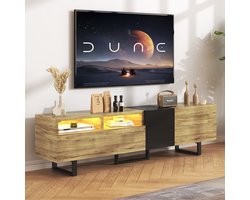 TV Meubel - TV kast - TV Dressoir - TV Standaard - Kast - Kasten - Kast met Planken - 180x38x50 (B x D x H) - 2 Lades - 2 Deuren - Open Opbergruimte - Industrieel - 180 cm Breed - Vintage Bruin