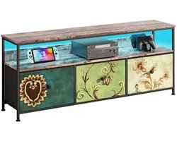 TV Meubel - TV Kast - TV Meubel Industrieel - Hoogte Verstelbare Poten - Ijzeren Frame - LED-licht - 60.000+ Kleuren - 108 x 30 x 57 cm