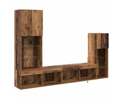 Tv-meubel | TV-kast | TV Wandmeubels met LED-striplichten 4 pcs Oudhout Bewerkt hout