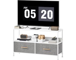 Tv-meubel - tv-kast voor tv's tot 47 inch met 2 lades en stalen poten - 98 x 29 x 56 cm - lichtgrijs