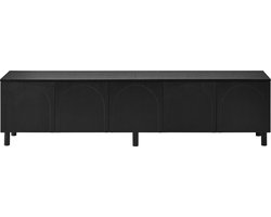 Tv-meubel - Tv-meubel voor de woonkamer - Tv-meubel met opbergruimte - Laag tv-meubel - 180x38x45cm - Vijf deuren - Metalen poten - Moderne stijl - Geschikt voor het opbergen van tv's, accessoires, boeken en woonkamermeubels - Zwart
