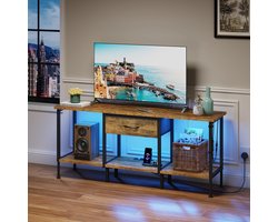 TV-meubel TV-tafel Lowboard met stopcontact en USB-aansluitingen TV-meubel met LED-verlichting TV-meubeltafel voor tv's tot 55 inch voor woonkamer eetkamer slaapkamer
