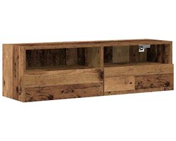Tv-meubel | TV Wandkast Wandgemonteerd Oud hout 100x30x30cm Bewerkt hout