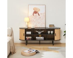 TV meubel Tvedestrand 140x40x55 cm zwart en naturel [en.casa]