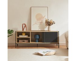 TV meubel Tysnes 120x40x45 cm eikenkleurig en zwart [en.casa]