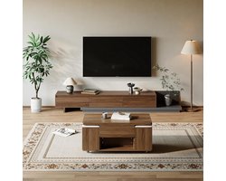 TV-Meubel Uitschuifbaar 200 cm Walnoot – Luxe Entertainment Center met 3 Laden voor TV's tot 120 Inch