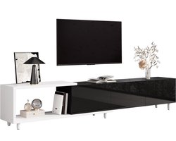 TV-Meubel - Uitschuifbaar Lowboard met 3 Hoogglans Deuren - Metalen Poten