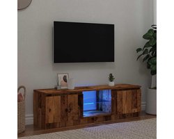 TV-meubel Urbanhome Lumina – TV-kast 120 cm Oud Hout met RGB LED-verlichting, Opbergruimte en Trendy Design voor Woonkamer