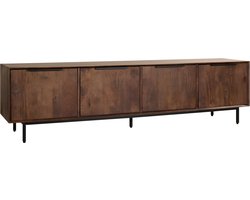 Tv Meubel Vai - Mangohout - Bruin - 200 x 55 x 45 cm (BxHxD) - Walnootkleur - Softclose - Voorgemonteerd