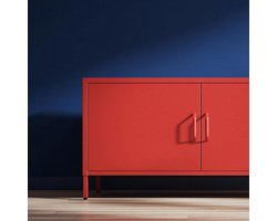 TV-Meubel van Metaal Roze – Glinsterende Industriële TV-Kast met Deuren en Opbergruimte – Modern TV-Dressoir voor Woonkamer of Slaapkamer – 115x59,5x40 cm – Stevige Stalen Televisietafel met Kabelbeheer – Medahomestore SparkLine Rosa