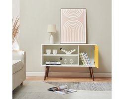 Tv meubel Vare 100x40x66 cm wit geel en walnootkleurig [en.casa]