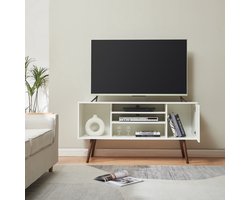 Tv-meubel Vare 130x40x66 cm wit en walnootkleurig [en.casa]
