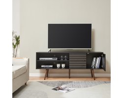 Tv meubel Vare 160x40x66 cm zwart en walnootkleurig [en.casa]