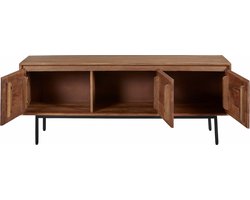TV-meubel Vegas - Mangohout - Bruin - 140 x 55 x 40 cm (B x H x D) - Zwart metalen poten - Softclose