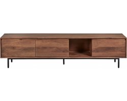 TV-meubel Vegas - Mangohout - Bruin - 180 x 45 x 40 cm (B x H x D) - Zwart metalen poten - Softclose
