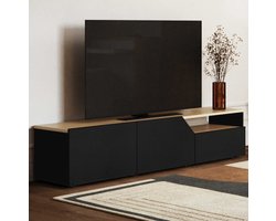 Tv-meubel Verabelle-zwart/lichte eik