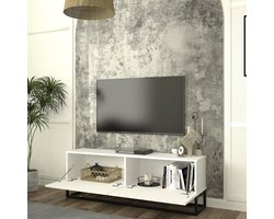 Tv-meubel Verpsboga lang frame 135x32x47 cm wit [en.casa]