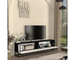 Tv-meubel Verpsboga lang frame 180x32x47 cm zwart [en.casa]