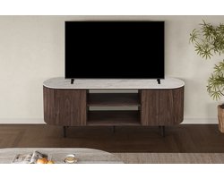 Tv-meubel Vigo - 160x45x58cm - 2 Deuren - Marmerlook - Rousseau - TV-meubel - Bruin; Beige - Steen; MDF