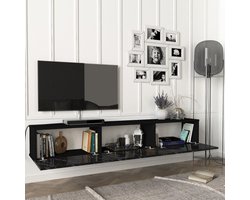 Tv-meubel Vihti zwevend 180x31x29,5 cm marmer zwart