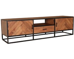 Tv meubel visgraat bruin mangohout 165cm Danae tv kast duurzaam mango massief hout tv-meubel