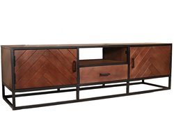 Tv meubel visgraat walnoot mangohout 165cm Danae tv kast duurzaam mango massief hout tv-meubel