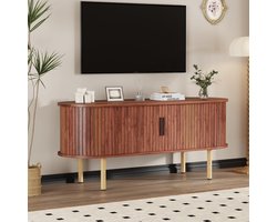 TV Meubel Walnoot 120cm - Modern Dressoir met Schuifdeur en Kast