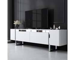 TV Meubel Wit Yildiz 180x50x30 - Zilver Frame