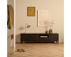TV-Meubel Zwanenburg - Lamulux - Zwart/Teak - 192x52x48 cm (BxHxD) - 3 Draaideuren - 1 Lade