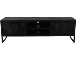 TV meubel zwart mangohout 150cm Liv tv kast duurzaam mango massief hout tv-meubel