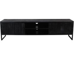 TV meubel zwart mangohout 180cm Liv tv kast duurzaam mango massief hout tv-meubel
