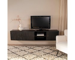 Tv Meubel Zwart - Mangohout - Zwevend - 200x30x40cm - Tv-meubel Zen - Giga Meubel